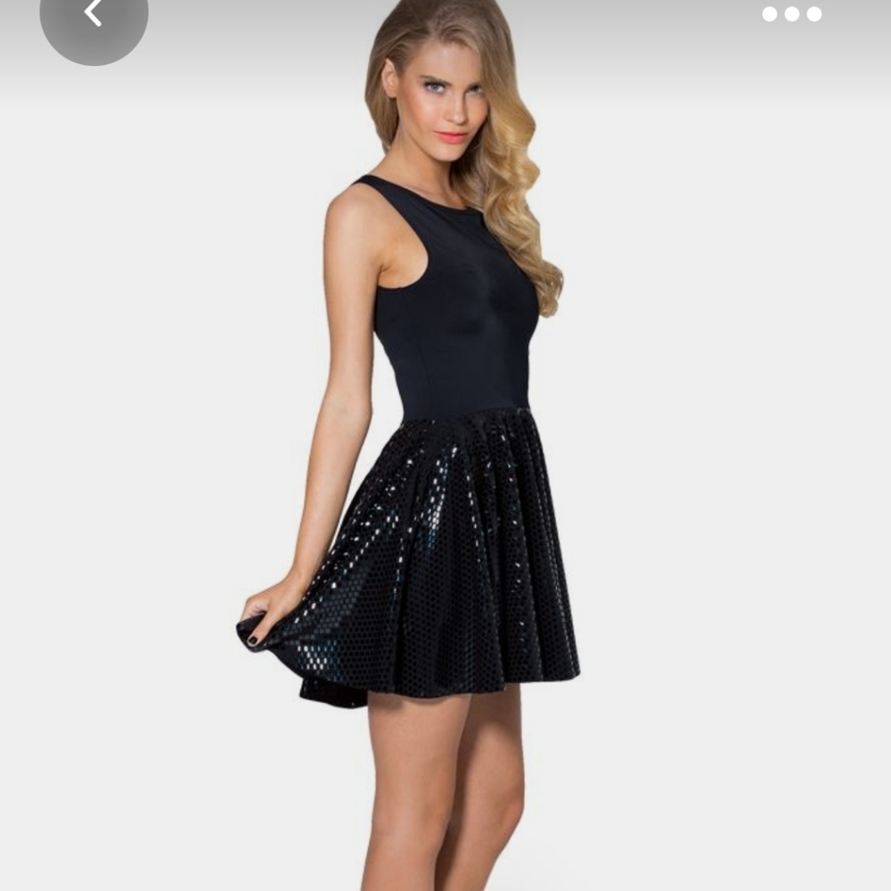 Black milk clothing shiny skirt dress